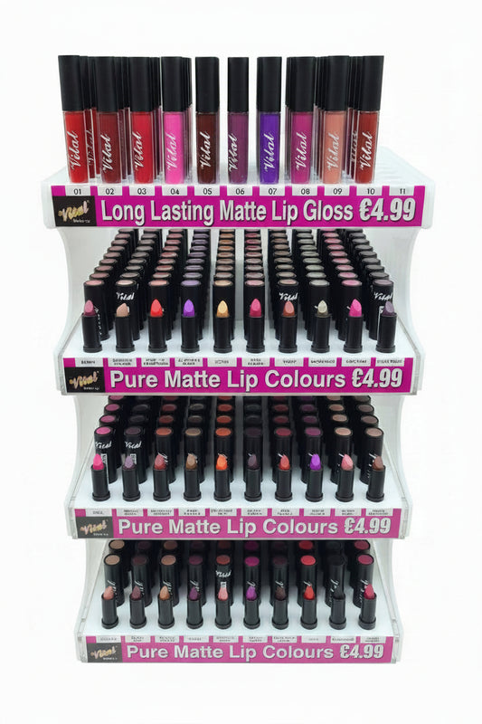Vital Make Up Matte Lipstick & Matte Lip Gloss Counter Stand